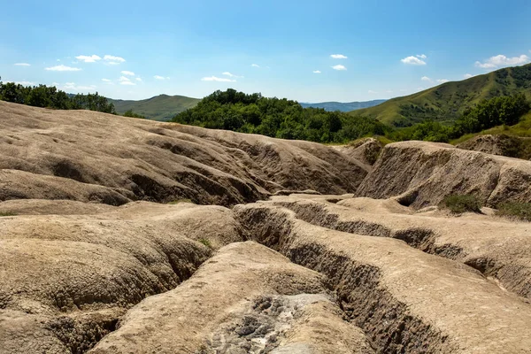 Paesaggio Geologico Erosione Del Suolo Intemperie Formazione Burroni Crepe Nella Fotografia Stock
