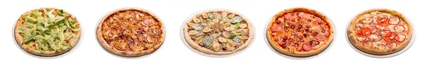 Set Pizzas Aisladas Sobre Fondo Blanco Imagen Comida Rápida Para —  Fotos de Stock