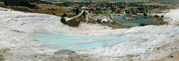 Pamukkale Piscine Travertino Naturale Terrazze Denizli Turchia Sorgenti Geotermiche Stalattiti — Foto Stock