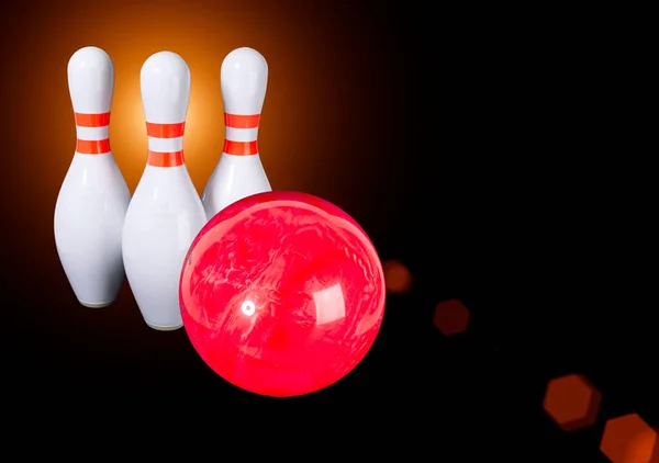 Bowlingozni Bowling Golyó Bowling Csapok Egy Gyönyörű Világosbarna Háttér Helyezze — Stock Fotó
