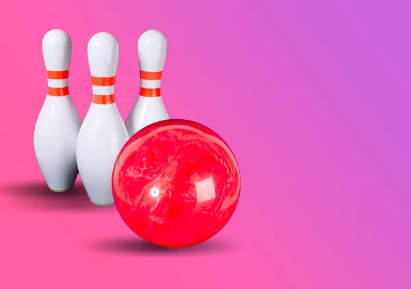 Bowlingozni Bowling Golyó Bowling Csapok Egy Gyönyörű Fény Málna Lila — Stock Fotó