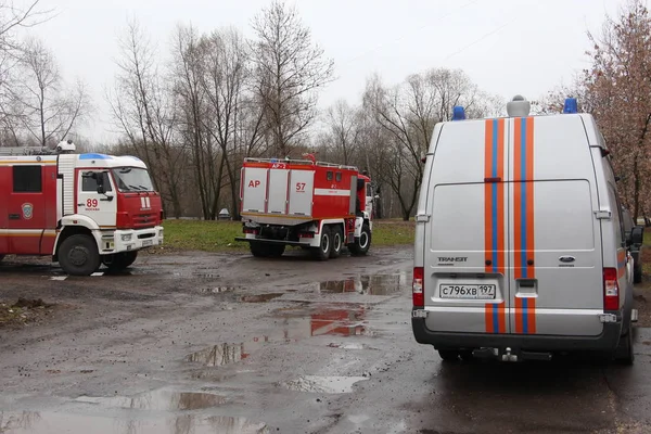 Noiembrie 2017 Camioane Pompieri Sosit Antrenament Incendiu Pădure Din Moscova — Fotografie, imagine de stoc