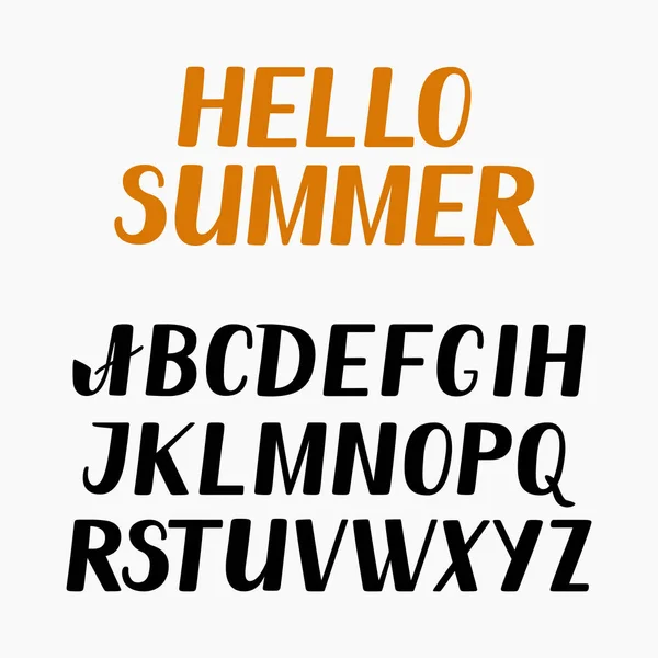 Alphabet Anglais Écrit Main Simple Empreinte Main Lettres Calligraphie Lettrage — Image vectorielle