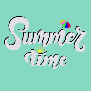 Hat Turizm Acenteleri, yaz partisi için. Yaz saati - vektör el yazı çekilmiş. Kartpostal, t-shirt veya poster için büyük tasarım.