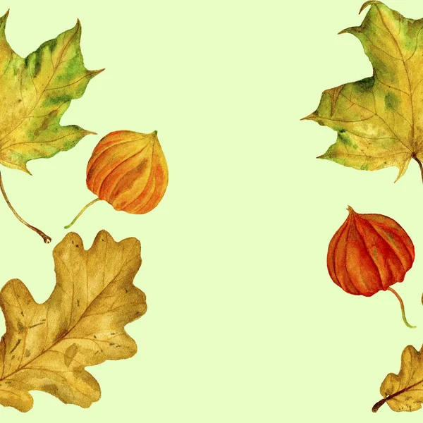 Watercolour Illustrations Hand Painted Seamless Pattern Autumn Leaves Your Design — Stock Photo, Image