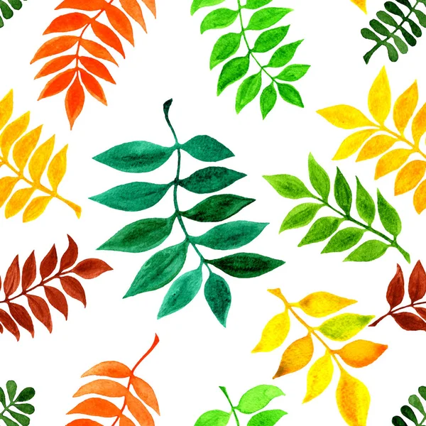 Seamless Raster Pattern Watercolour Autumn Leaves Your Fabric Design Wrapping — Stock Photo, Image