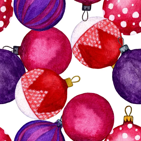 원활한 색깔된 크리스마스 볼입니다 장식품 손으로 그린의 수채화 그림입니다 노트북 — 스톡 사진