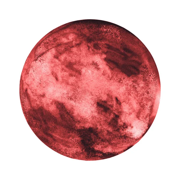 Watercolor Painting Red Celestial Object Isolated White Background Red Moon — Stock Photo, Image