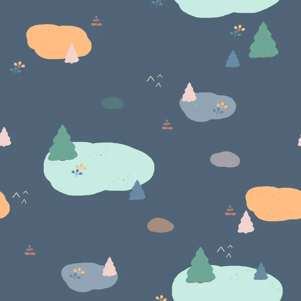 Seamless Pine Forest Texture Scandinavian Pattern Motifs — Stock Photo, Image