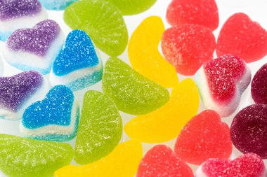 Lezzetli şekerler ve marmelat, gökkuşağı renkleri mutfak tatlılar