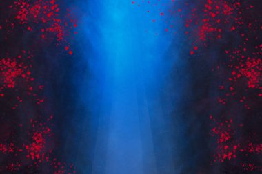 Sonbahar orman soyut arka plan, pus ağaçların kırmızı yaprakları, grunge dramatik doku