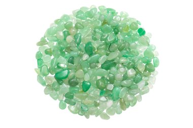 Natural aventurine isolated, green quartz gravel, Mineral therapy healing stones clipart