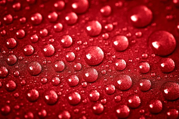 Czerwona Woda Krople Powierzchni Brokatu Streszczenie Fotografii Giełdowej Kropelki Makro — Zdjęcie stockowe