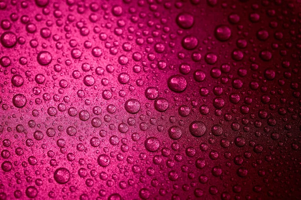 Gotas Água Rosa Quente Uma Superfície Brilho Fotografia Macro Abstrata — Fotografia de Stock