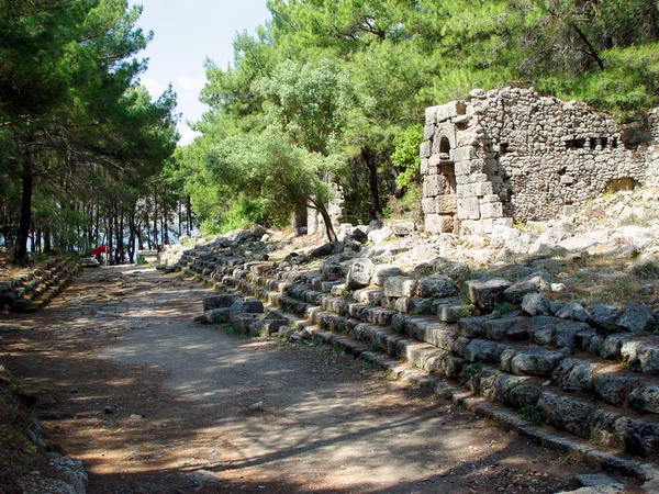 Harabeler antik Phaselis ana cadde üzerinde. Türkiye