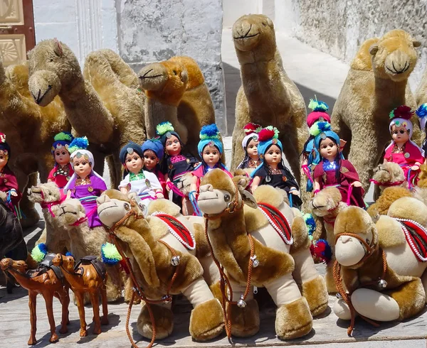 Puppet Riders Turbans Plush Camel Children Soft Toys Tunisia — Stock Photo, Image