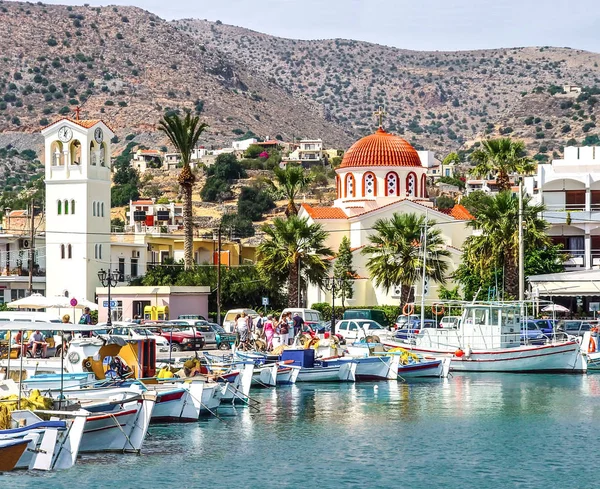 Harbor Town Elounda Island Crete Greece Stock Photo