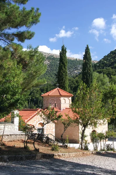 Historický Kostel Agii Lavry Vesnici Kalavryta Řecku Royalty Free Stock Obrázky