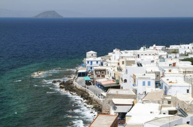 Mandraki, Nisyros Adası 'nın başkentidir. Yukarıdan bak. Yunanistan