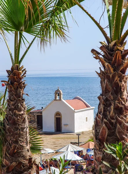 Pequena Igreja Praia Creta Grécia — Fotografia de Stock