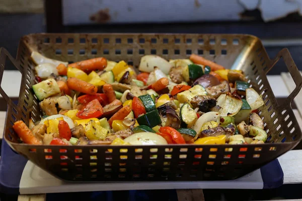 Verdure Grigliate Verdure Deliziose Una Teglia Cibo — Foto Stock