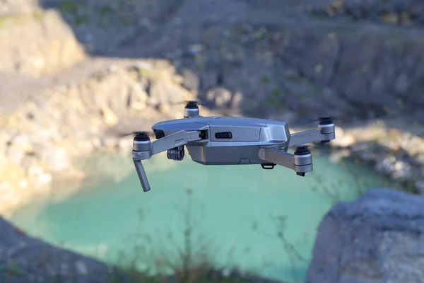 Drone Vliegt Dron Opstijgen — Stockfoto