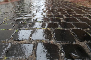 Eski Arnavut kaldırımlı yol yüzeyi