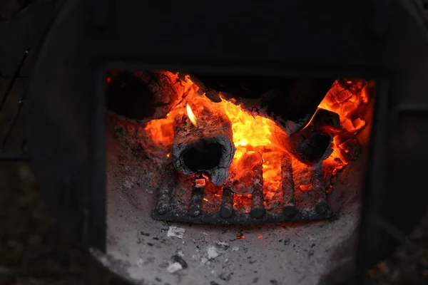 Fuoco Del Forno Fuoco Brucia Nel Forno — Foto Stock