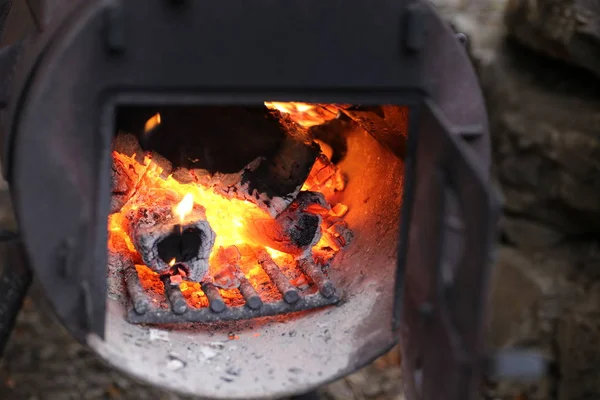 Oven Vuur Het Vuur Brandt Oven — Stockfoto