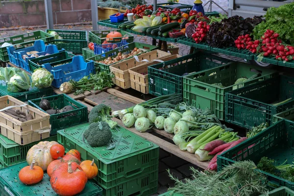 Városi Piac Friss Zöldségek Eladó — Stock Fotó