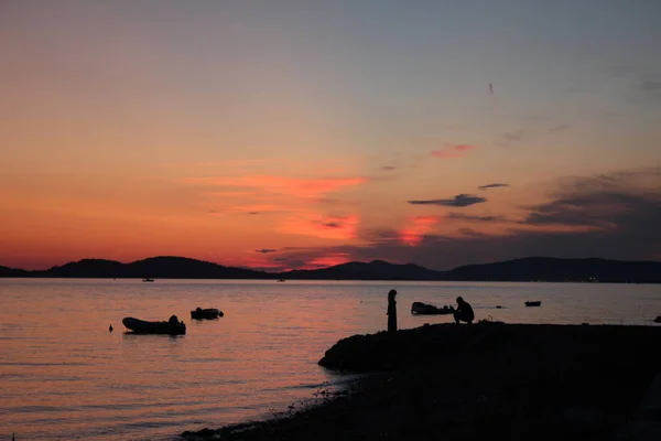 Закат Закат Хорватии Адриатика — стоковое фото
