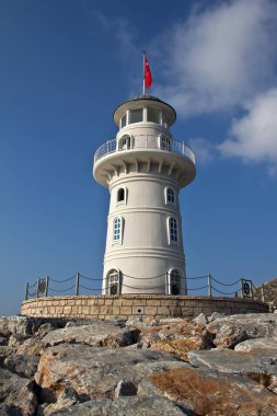 Alanya limanının peyzaj ve lghthouse görünümü