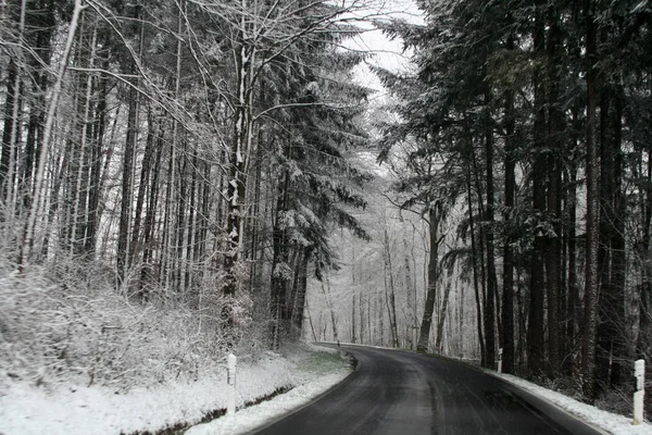 Winter Road Leading Rural Landscape — Stock Photo, Image