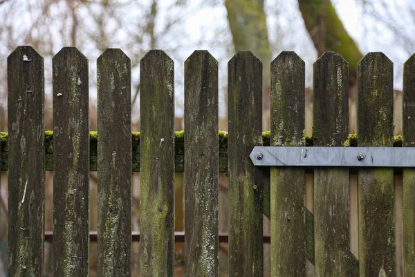 Wooden Fence Rural Field Close View — Stock Photo, Image