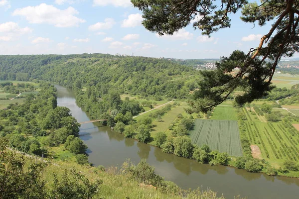 Vue Aérienne Avec Rivière Qui Coule Travers Paysage Rural — Photo