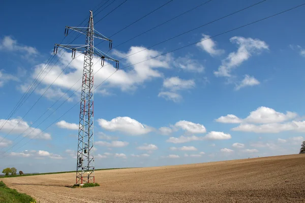 Líneas Eléctricas Paisaje Rural — Foto de Stock