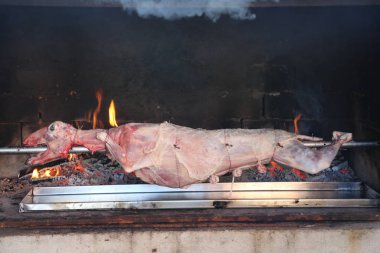 Şiş ızgara kızartma kuş yakın çekim 