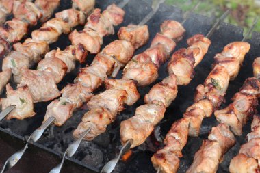 Barbekü Izgara açık havada yemek görüntüsünü kapatmak 