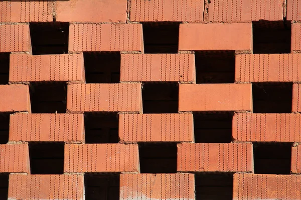 Uma Parede Tijolos Vermelhos Fundo Parede Tijolo Vermelho — Fotografia de Stock