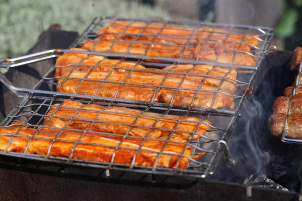 Biffar Matlagning Grill Utomhus — Stockfoto