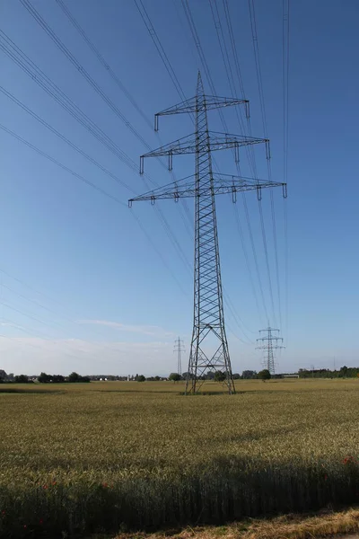 Líneas Eléctricas Paisaje Rural — Foto de Stock