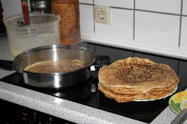 Preparación Panqueques Casa — Foto de Stock