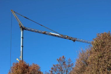 Vinç. Bir mavi gökyüzü arka plan üzerine Vinç