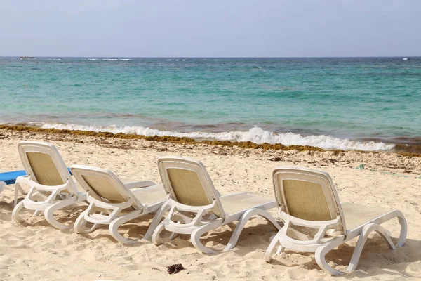 Sedie Sdraio Sedie Sulla Spiaggia — Foto Stock