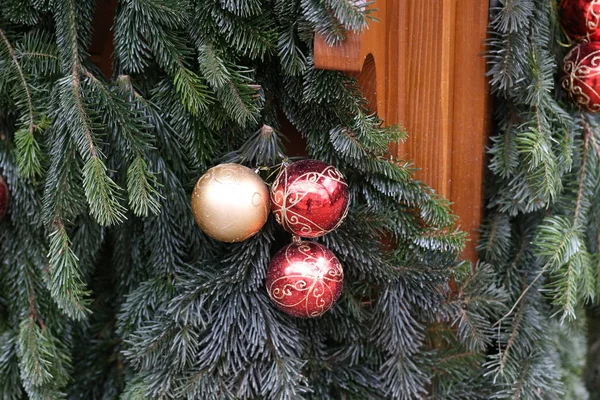 Boules Noël Sur Arbre — Photo