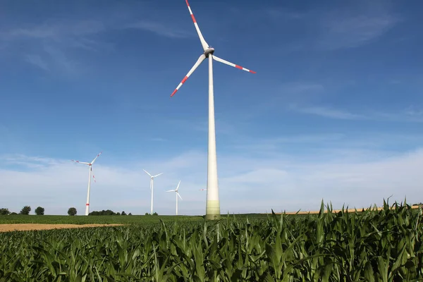屋外で牧草地に立つ風車 — ストック写真