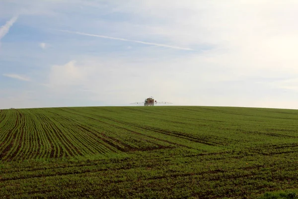 Combine Harvester Rural Landscape — Stock Photo, Image