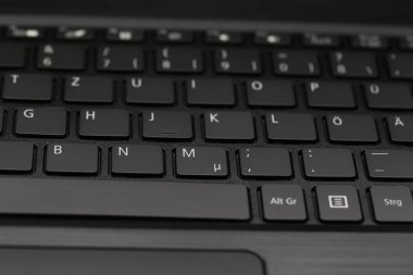 Laptop klavye, siyah klavye. Klavye yakın çekim