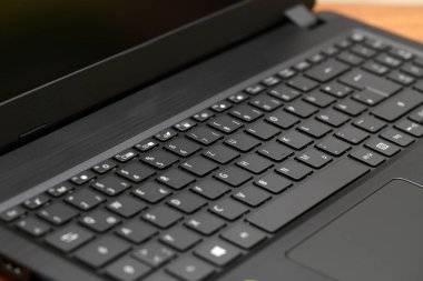 Laptop klavye, siyah klavye. Klavye yakın çekim