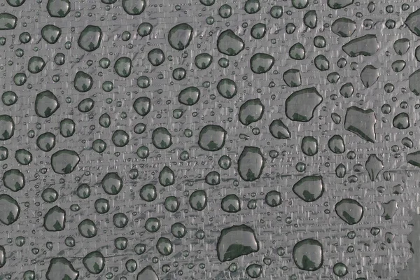 雨の後のプラスチックフィルム上の水の大滴 — ストック写真